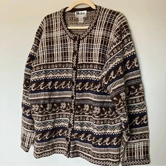 Kobe  vintage 100% Shetland wool cardigan - Picture 5 of 5